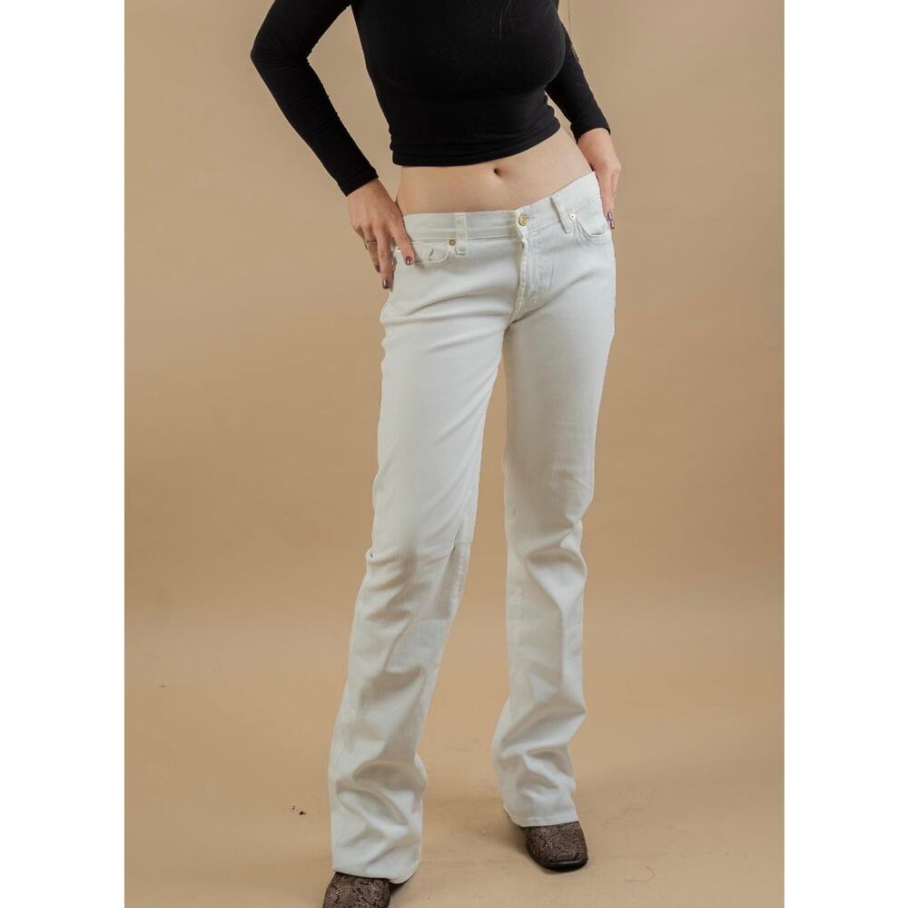 7 For All Mankind Women's White Straight Leg Jeans